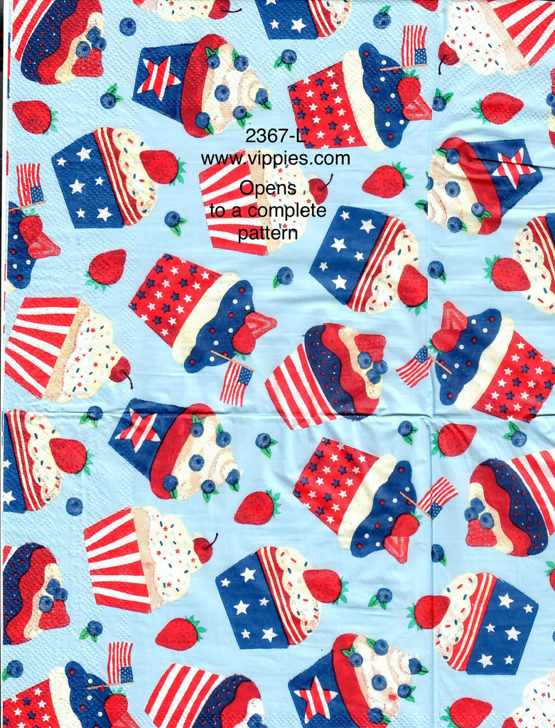 PAT-2367-L Patriotic Cupcakes Napkin for Decoupage