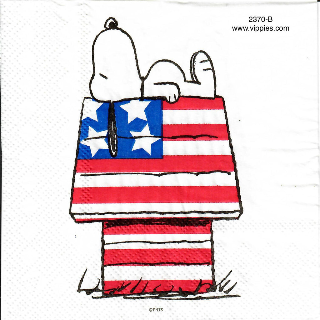 PAT-2370-B Snoopy Flag Doghouse Beverage Napkin for Decoupage
