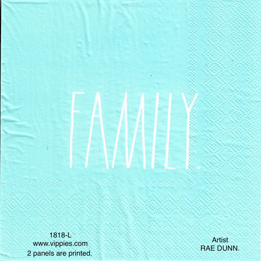 SNT-1818 Rae Dunn Family Turquoise Napkin for Decoupage