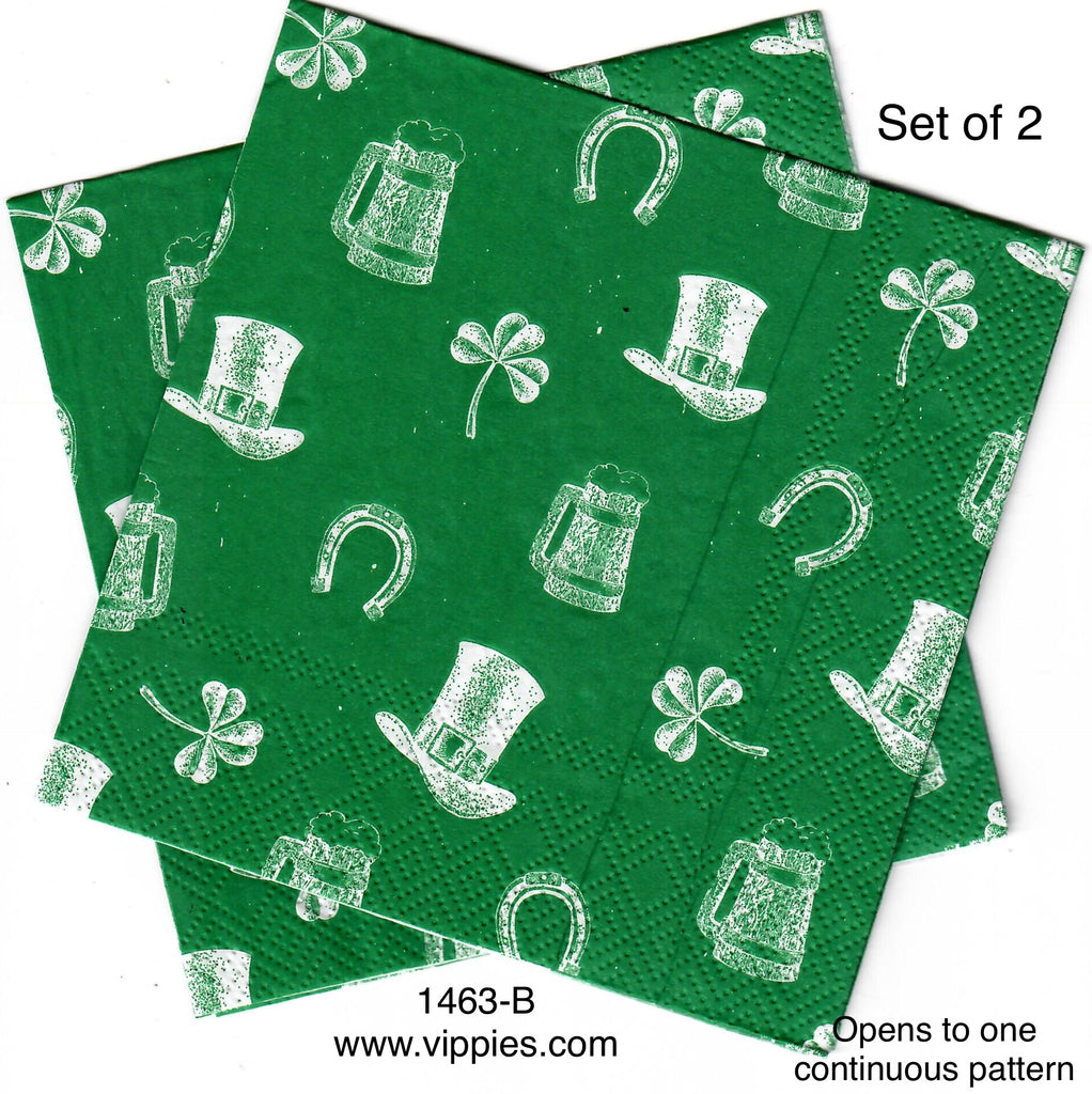 SPD-1463-B-S Set of 2 St. Patricks Symbols Napkins for Decoupage