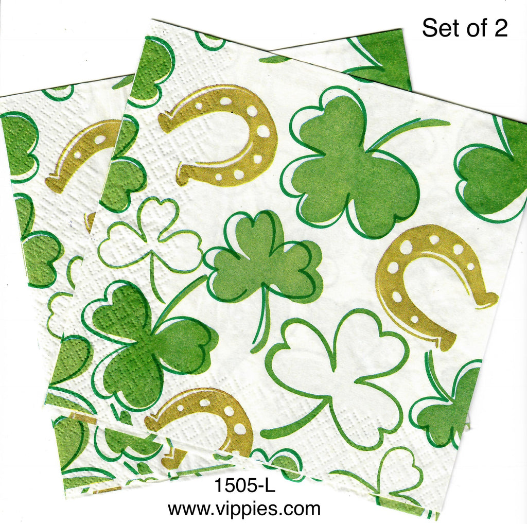 SPD-1505-L-S Set of 2 Shamrock Horseshoes Napkins for Decoupage