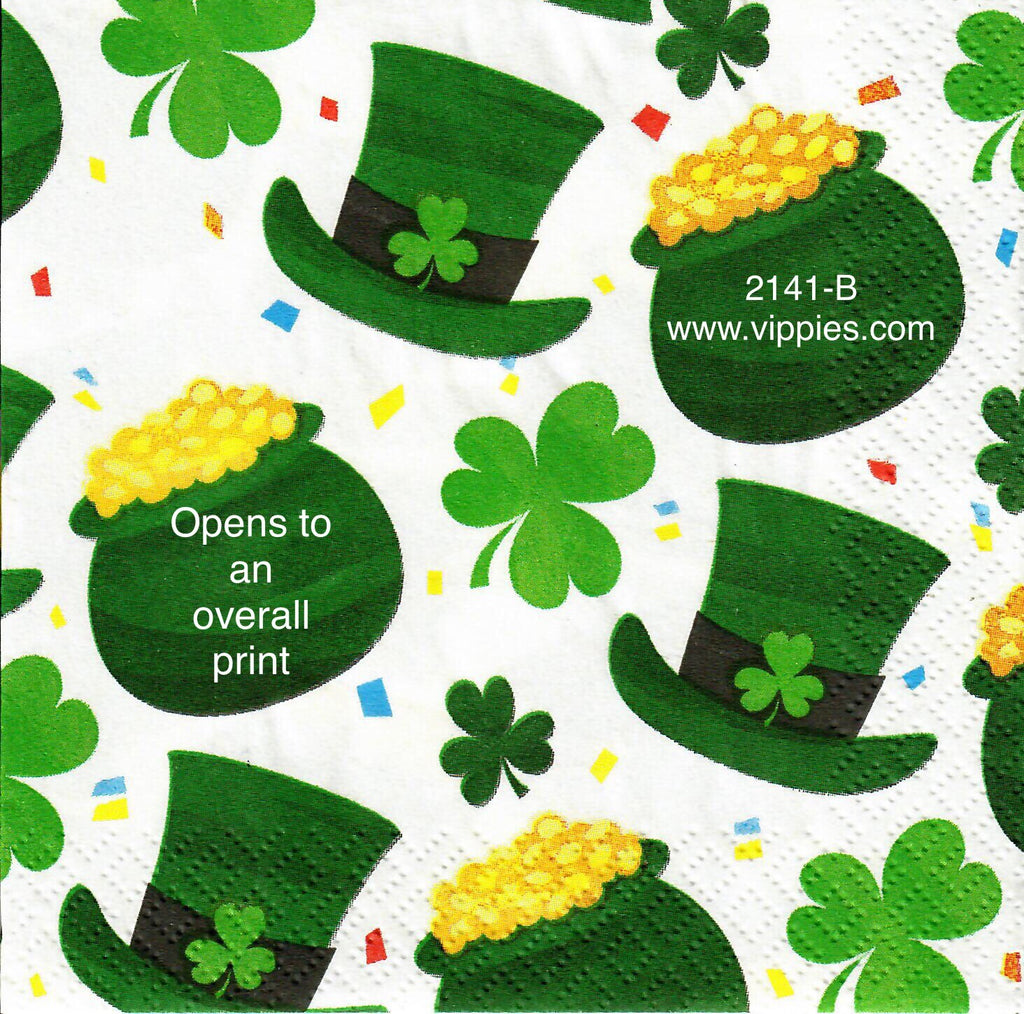 SPD-2141-B Hats Pot of Gold Napkin for Decoupage