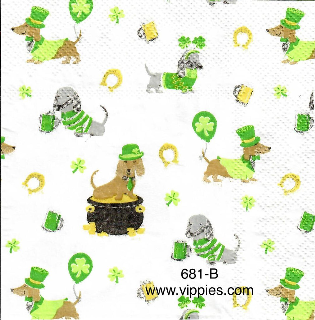 SPD-681 St. Patrick's Dogs Napkin for Decoupage