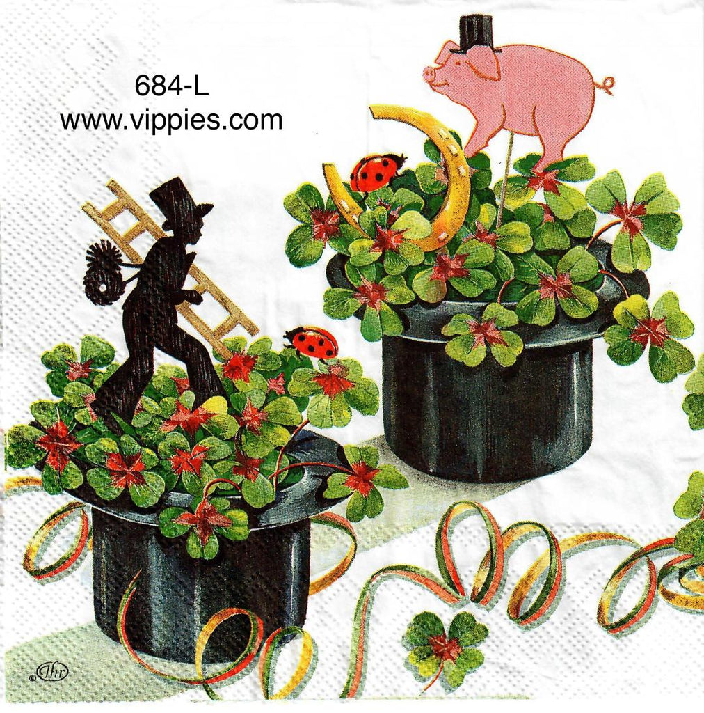 SPD-684 St. Pat's Hat with Clover Napkin for Decoupage