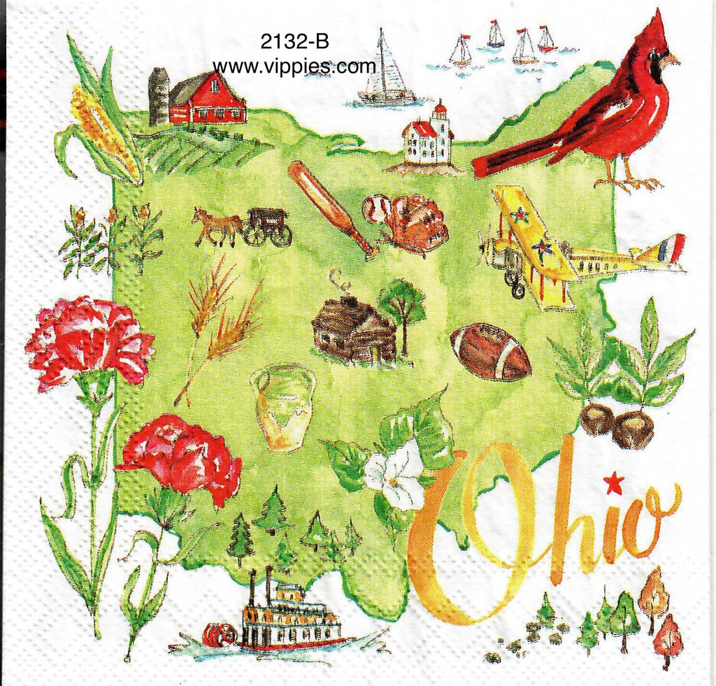 ST-2132-B State of Ohio Napkin for Decoupage