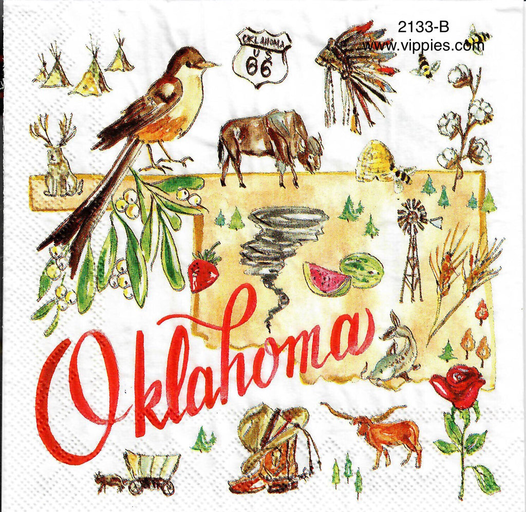 ST-2133-B State of Oklahoma Napkin for Decoupage