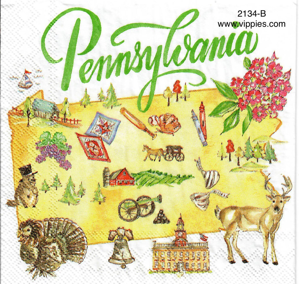 ST-2134-B State of Pennsylvania Napkin for Decoupage