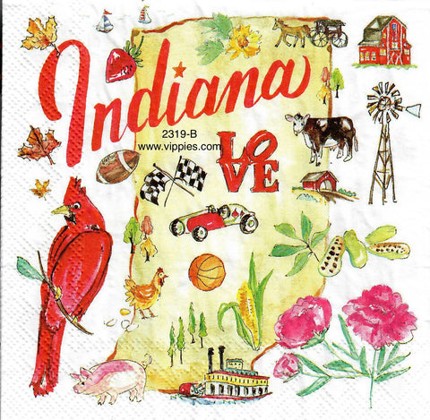 ST-2319-B State of Indiana Napkin for Decoupage