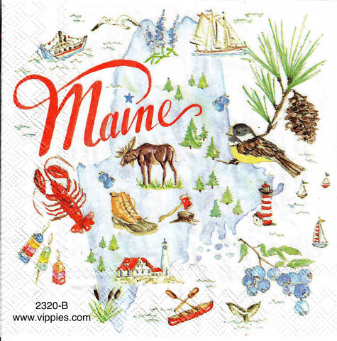 ST-2320-B State of Maine Napkin for Decoupage
