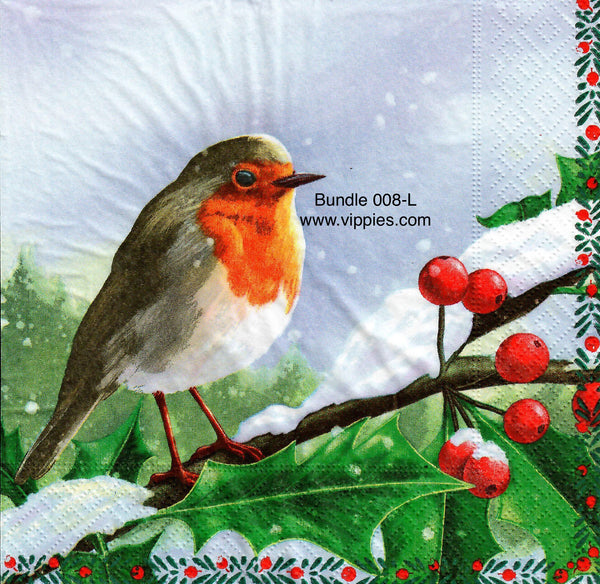 SNB-008 Special Napkin Bundle #8 Christmas Symbols Birds Napkins
