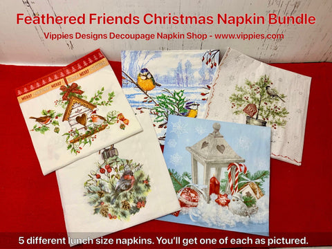 SNB-015-L "Feathered Friends" Christmas Special Napkin Bundle #NP-015