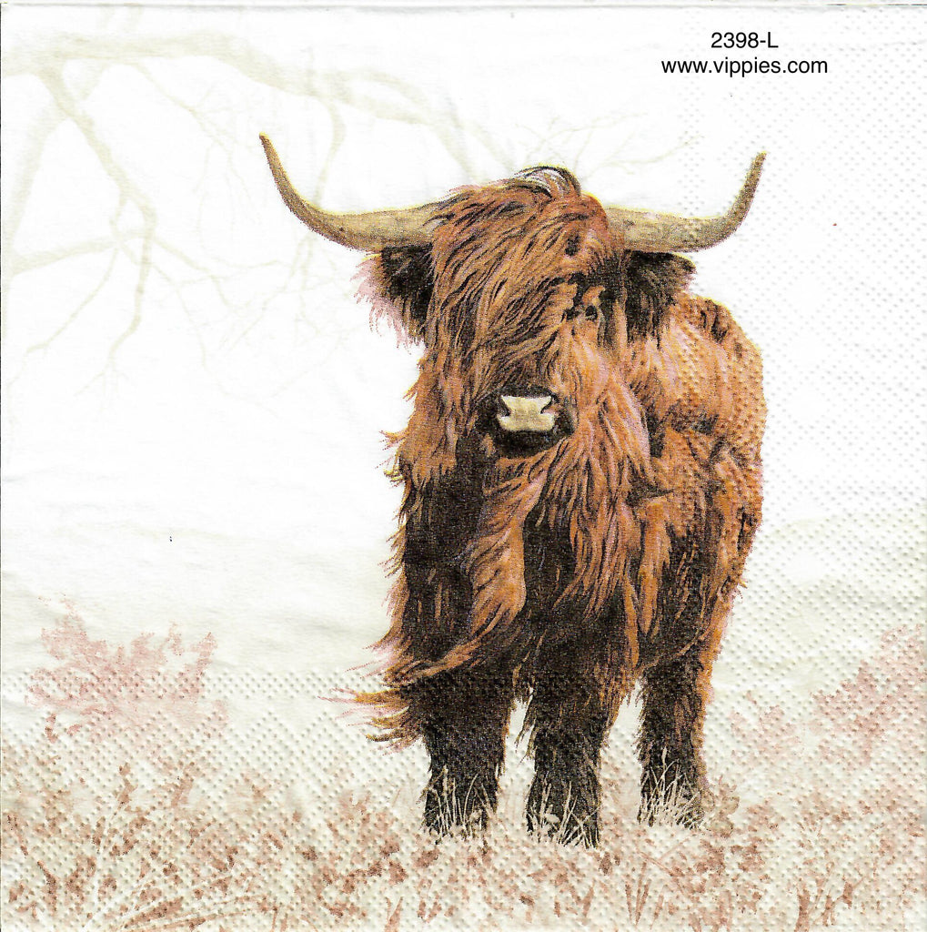 ANIM-2398-L Highland Cow Full Body Napkin for Decoupage