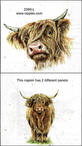 ANIM-2399-L Highland Cow Head Napkin for Decoupage