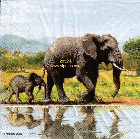 ANIM-2852-L Elephant and Baby Napkin for Decoupage
