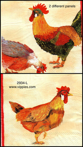 ANIM-2934-L Bright Color Chickens Napkin for Decoupage