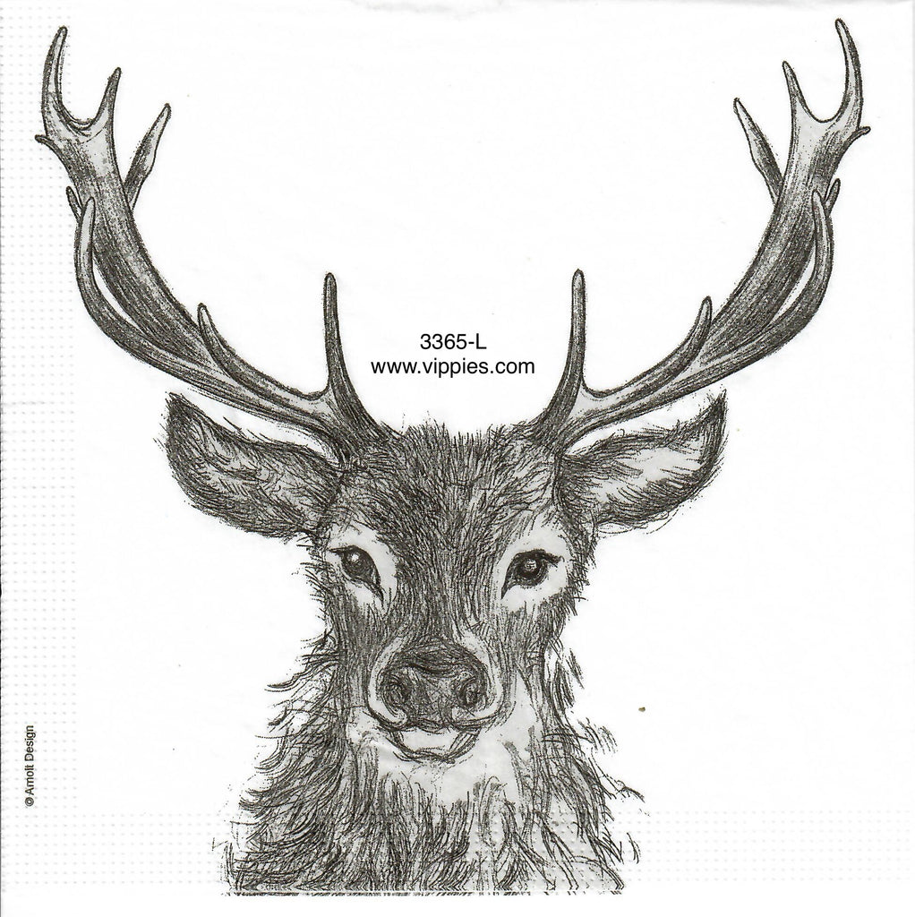 ANIM-3365-L Gray Buck Napkin for Decoupage