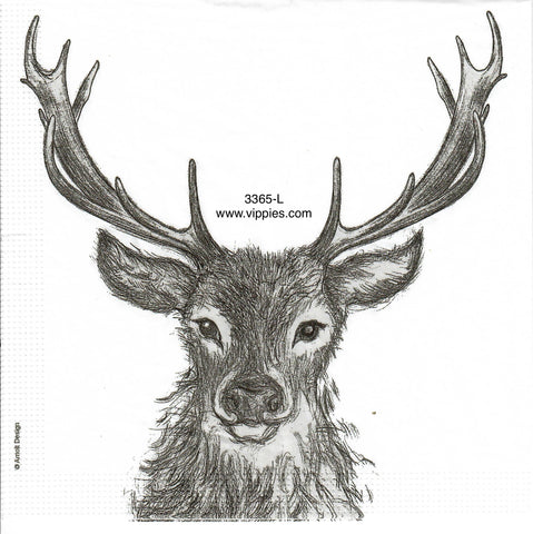 ANIM-3365-L Gray Buck Napkin for Decoupage
