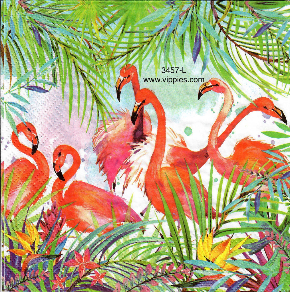 ANIM-3457-L Flamingos Ferns Napkin for Decoupage