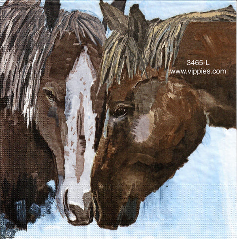 ANIM-3465-L Watercolor Horse Heads Pair Napkin for Decoupage