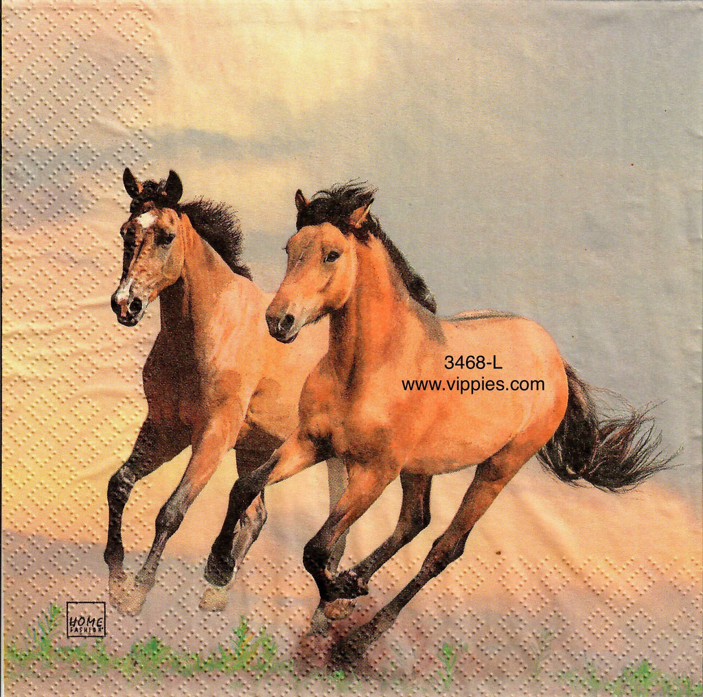 ANIM-3468-L Running Horse Pair Napkin for Decoupage