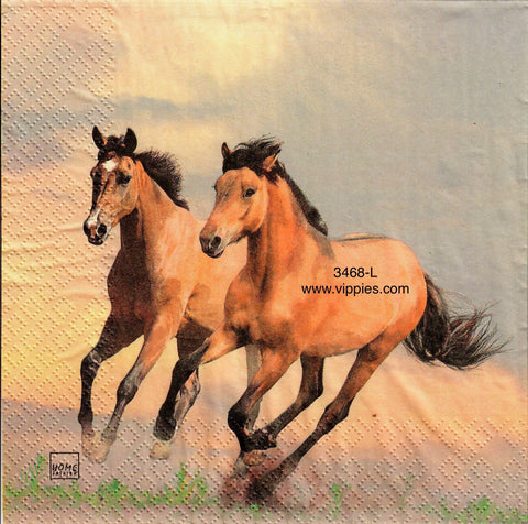 ANIM-3468-L Running Horse Pair Napkin for Decoupage