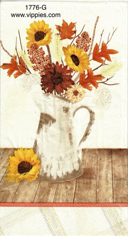 AT-1776-G Fall Pitcher Vase Guest Napkins for Decoupage