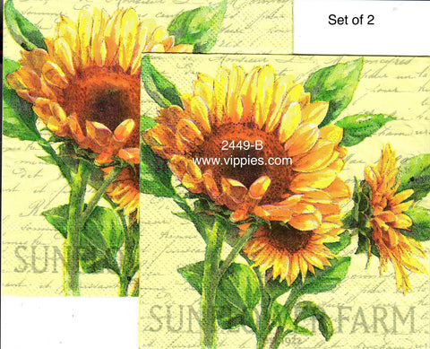 AT-2449-B Set of 2 Sunshine Farm Sunflower Words Napkin for Decoupage