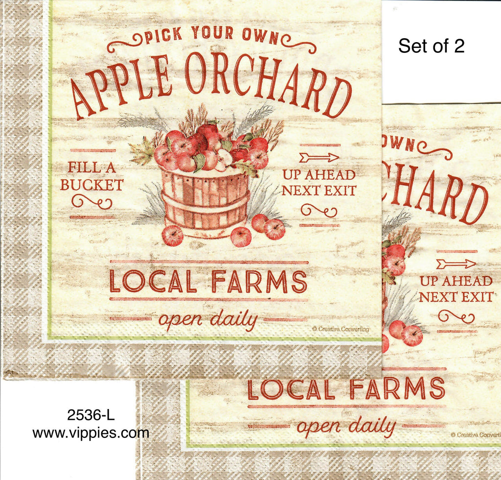 AT-2536-L-S Set of 2 Apple Orchard Napkin for Decoupage