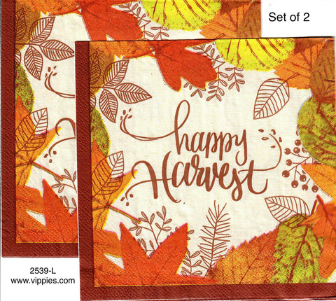 AT-2539-L-S Set of 2 Happy Harvest Leaves Napkin for Decoupage
