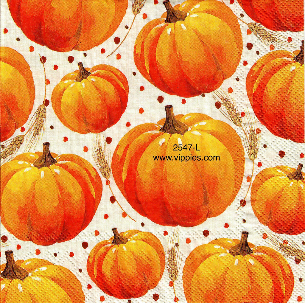 AT-2547-L Pumpkin Wheat Dots Napkin for Decoupage