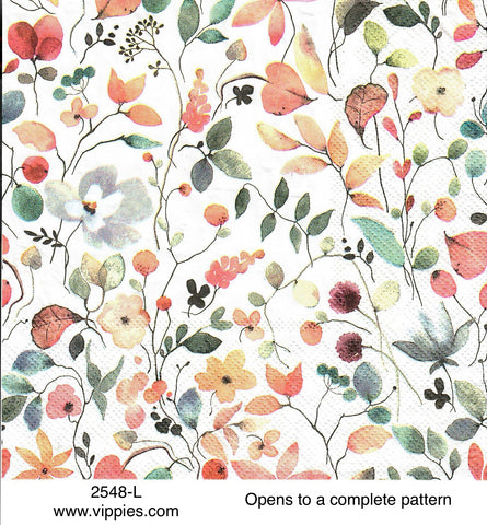 AT-2548-L Pastel Fall Flowers Napkin for Decoupage