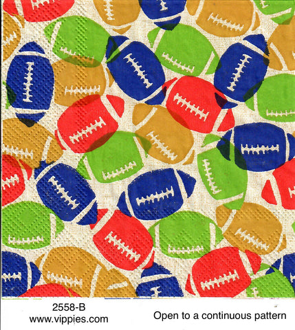 AT-2558-B Game Day Footballs Napkin for Decoupage