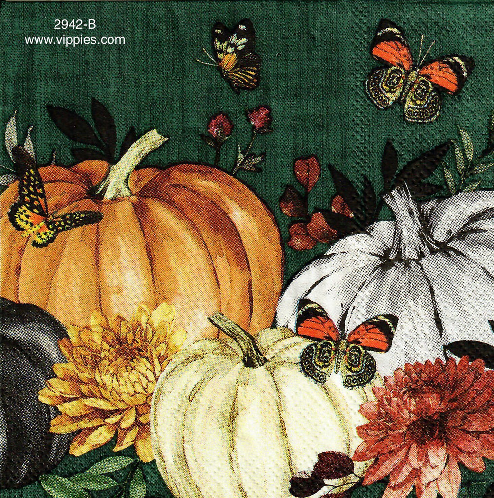 AT-2942-B Pumpkin Butterflies Napkin for Decoupage