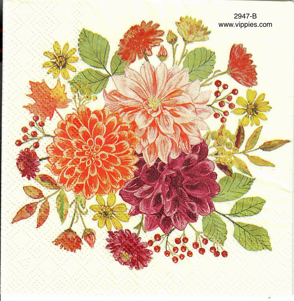 AT-2947-B Fall Zinnias Napkin for Decoupage