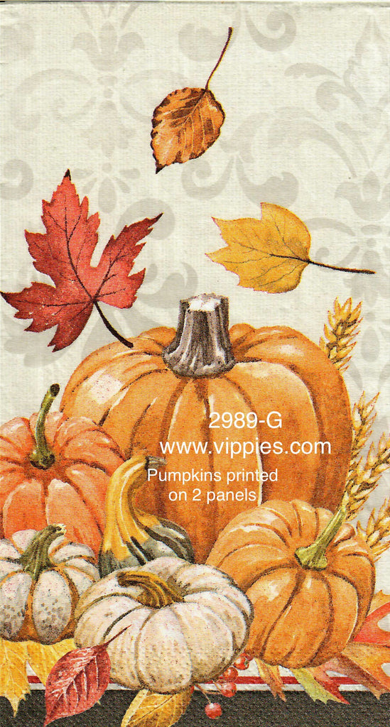 AT-2989-G Pumpkins Leaves Guest Napkin for Decoupage