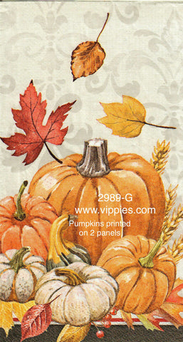 AT-2989-G Pumpkins Leaves Guest Napkin for Decoupage