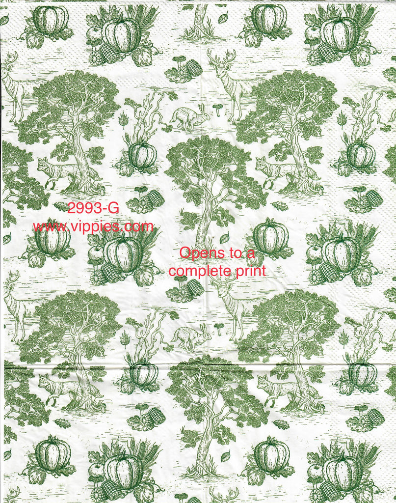 AT-2993-G Green Print Pumpkins Guest Napkin for Decoupage