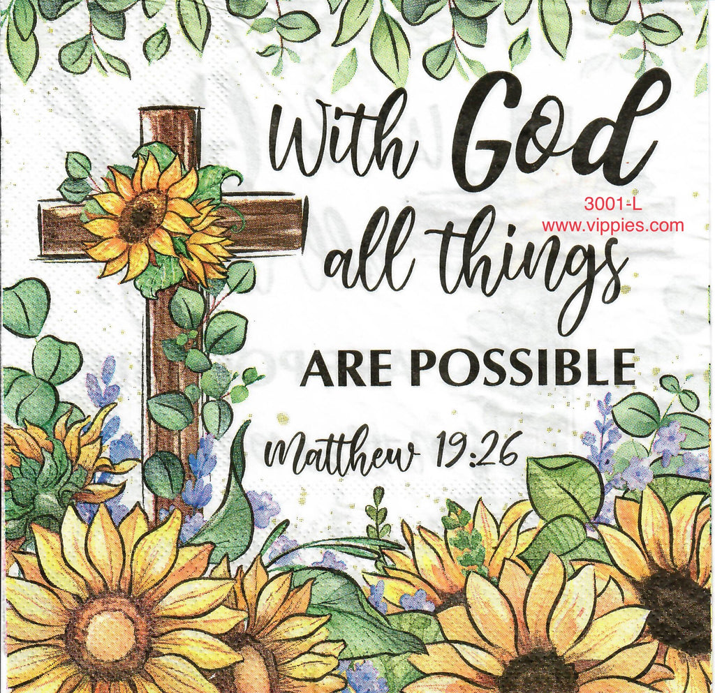 AT-3001-L With God Cross Sunflower Napkin for Decoupage