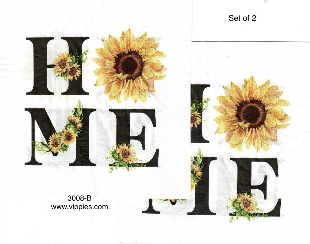 AT-3008-B-S Set of 2 HOME Sunflowers Napkin for Decoupage