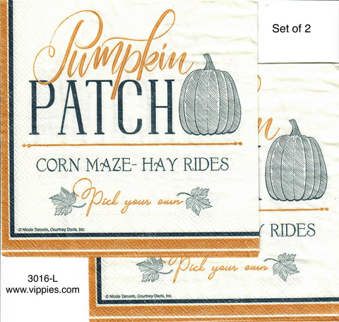 AT-3016-L-S Set of 2 Pumpkin Patch Corn Maze Napkin for Decoupage