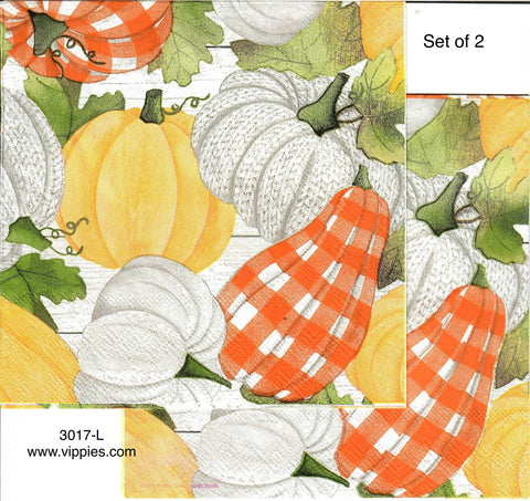 AT-3017-L-S Set of 2 Knit Pumpkins Napkin for Decoupage