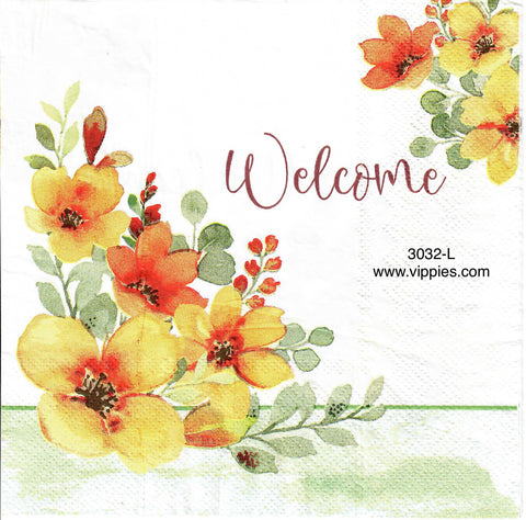 AT-3032-L Welcome Peach Flowers-L Napkin for Decoupage