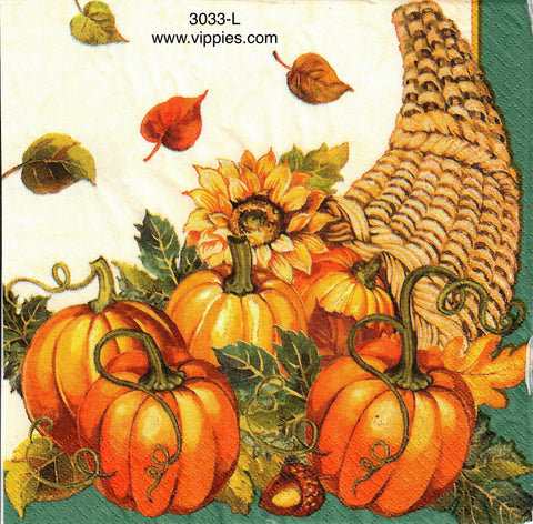 AT-3033-L Cornucopia Pumpkins Napkin for Decoupage