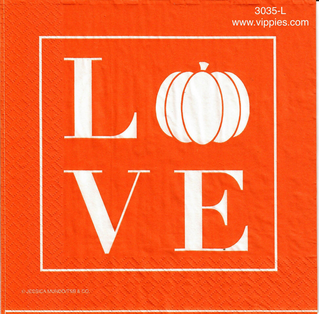 AT-3035-L LOVE Pumpkin Napkin for Decoupage