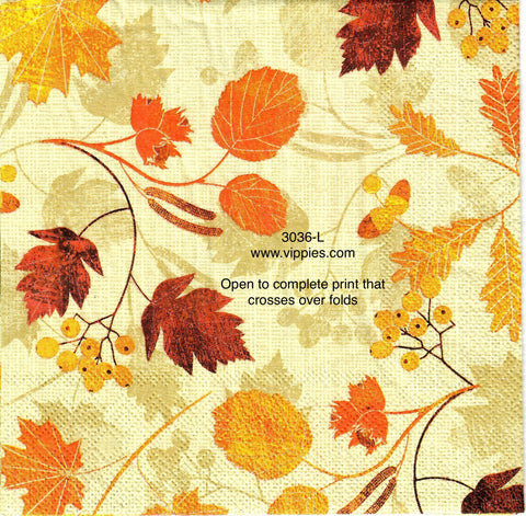 AT-3036-L Autumn Leaves Berries Napkin for Decoupage