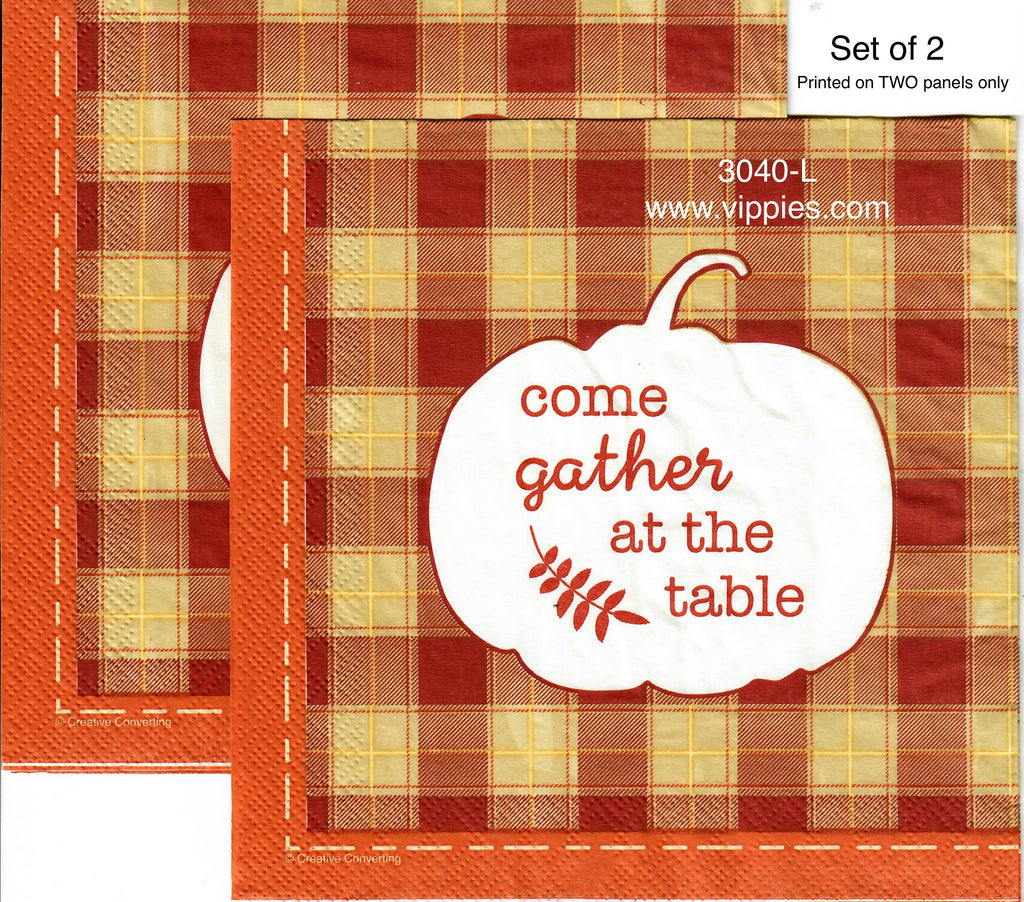 AT-3040-L-S Set of 2 Gather At Table Plaid Napkin for Decoupage