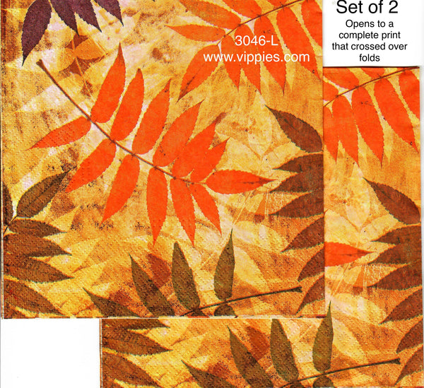 AT-3046-L-S Set of 2 Autumn Ferns Napkin for Decoupage