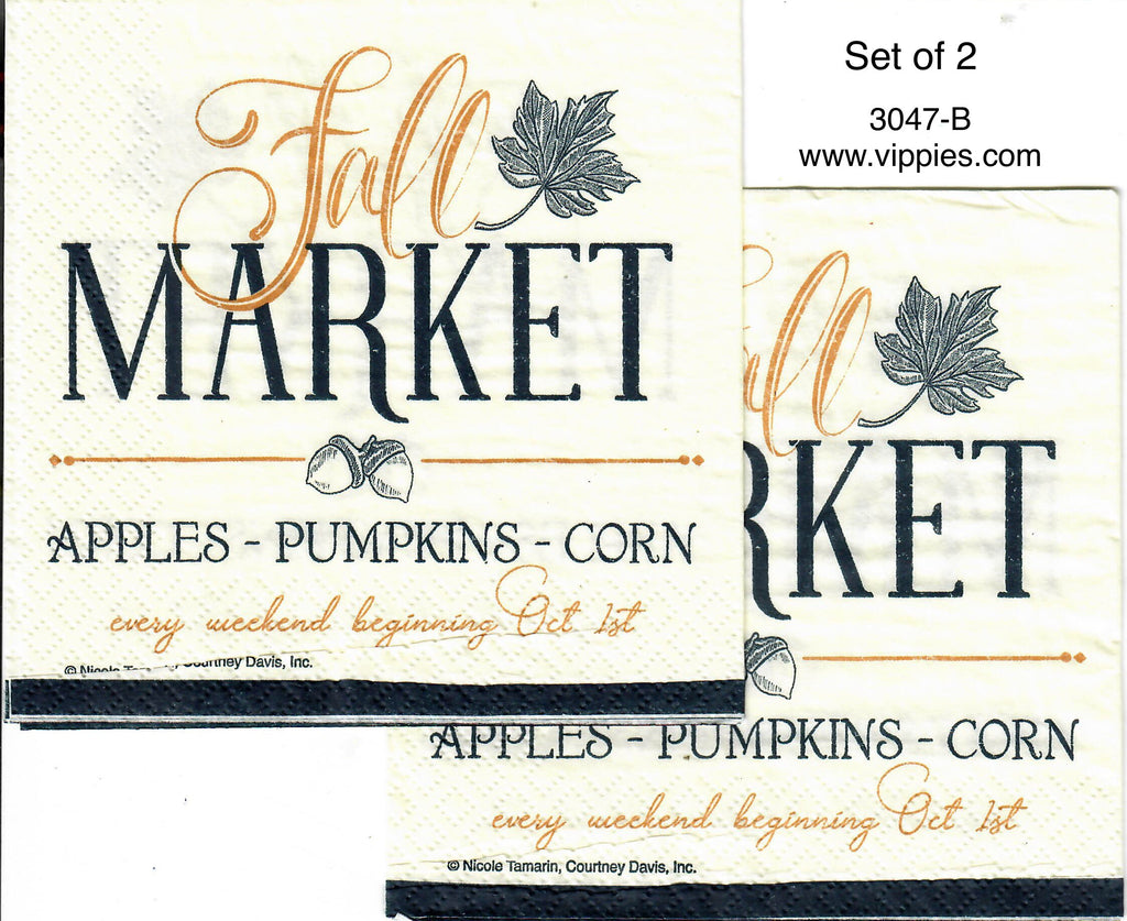 AT-3047-B-S Set of 2 Fall Market Napkin for Decoupage