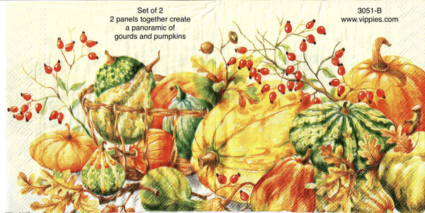 AT-3051-B-S Set of 2 Pumpkin Gourds Napkin for Decoupage