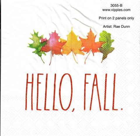 AT-3055-B Rae Dunn Hello Fall Leaves Napkin for Decoupage